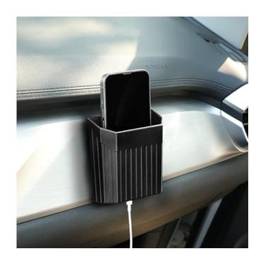 Imagem de Sandfren Organizador de saída de ar de carro, organizador de caixa de armazenamento de painel de veículo autoadesivo com gancho para óculos de sol e chaves de moedas, suporte de celular multifuncional