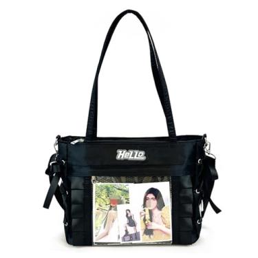 Imagem de Egoaugx Ita Bag Bolsa de ombro com laço de fita, bolsa de ombro fofa Kawaii, bolsa tiracolo Lolita para cosplay de anime, Preto, Gótico Kawaii fofo