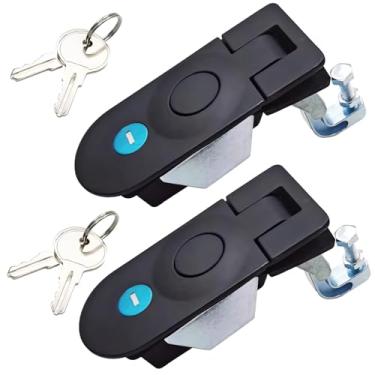 Imagem de Ms609 Trava de compressão com botão, trava de liga de zinco preta estilo Southco com chaves, parafusos ajustáveis, pacote com 2