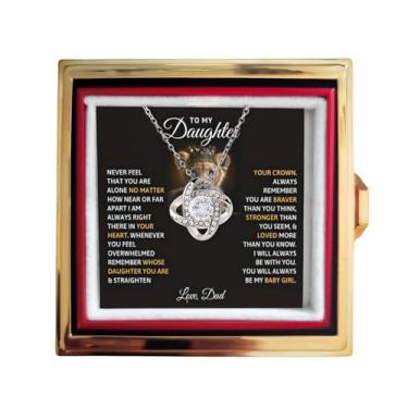 Imagem de Colar To My Beautiful Daughter da Mom & Dad | Pingente de zircônia cúbica com cartão de mensagem sincero e caixa de presente | Presente de aniversário da filha, formatura, Natal dos pais, Adjustable
