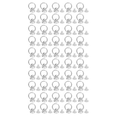 Imagem de Rebite de cabeça redonda de parafuso com anel de tração Acabamento galvanizado durável de liga de zinco Fácil instalação para couro artesanal Cinto de capa de telefone 50 (Prata)