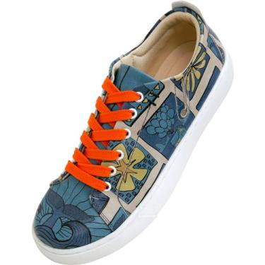 Imagem de DOGO Tênis feminino de couro vegano, feito à mão e exclusivo, É um novo dia, 36