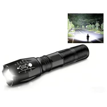 Imagem de Lanterna tática de LED potente, lanterna forte durável de 750 pés de altura com 5 modos, zoom magnético portátil, impermeável, presentes de Natal para passear com cães (turquesa, pilhas não incluídas)