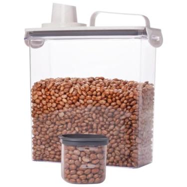 Imagem de Pote Hermético 3L Trava Mais Branco – Organizador Hermético para Farinhas, Grãos e Mantimentos com Tampa Dosadora e Medidor – Plasútil