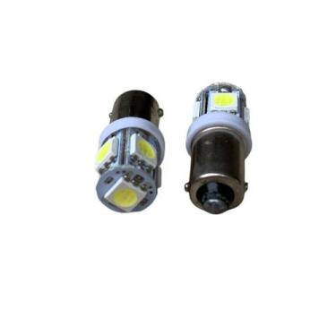 Imagem de Par Lâmpada Automotiva Ba9S 69 5 Led Smd 12V Super Branca - Autovex