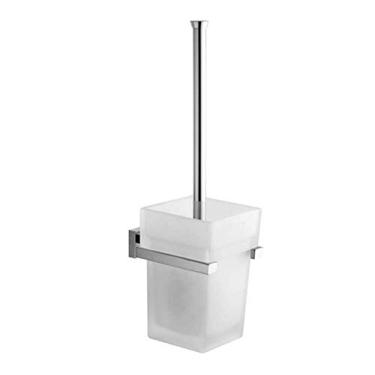 Imagem de SPOUR Escova de vaso sanitário, suporte de escova de vaso sanitário quadrado de cobre para banheiro escova de vaso sanitário pingente de copo de cerâmica montado na parede