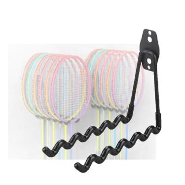 Imagem de Rack de armazenamento de raquete de tênis, suporte para raquete de tênis de parede comporta 6 raquetes, rack de exibição de raquete de tênis de mesa resistente, para raquetes de badminton, raquetes de
