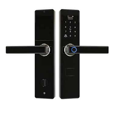 Imagem de Fechadura de porta inteligente com impressão digital, campainha, fechadura eletrônica, código, cartão, chave, fechadura digital para segurança doméstica (cor: D) (E)