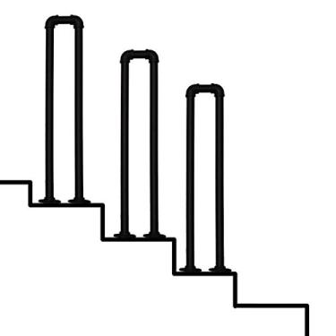 Imagem de Corrimão em forma de U preto fosco trilho de escada de segurança de transição, varanda no sótão corrimão de segurança para idosos internos e externos (tamanho: 0,5 m)