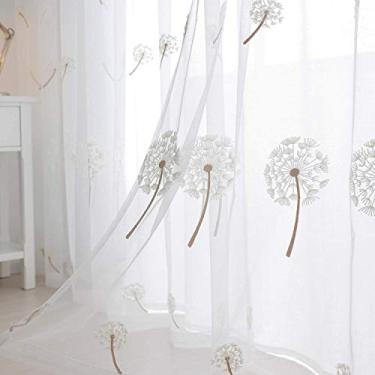 Imagem de Cortina transparente de voile bordado floral com ilhós cortina transparente 1 peça lenços de gaze senvorhang torcidos, 200 x 270 cm (79 x 106 polegadas)