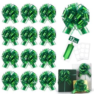 Imagem de Grande laço verde laço laço puxar laços para presente cestas de presente Warpping Natal festa aniversário casamento organza arcos urdidura caixas de aniversário decorações flores dia dos namorados