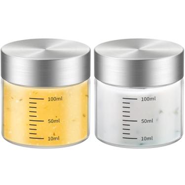 Imagem de CWHHRN Garrafas de vidro de 118 ml, 2 frascos de vidro com tampa, vidro borossilicato, tampas de aço inoxidável para sucos, vitaminas, garrafas de água, armazenamento de alimentos, garrafas