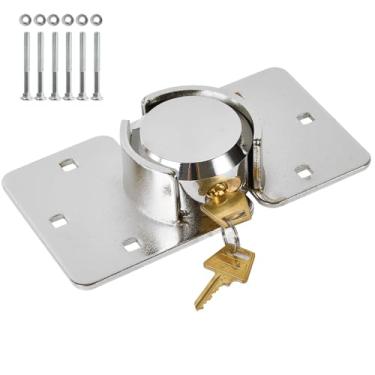 Imagem de Pomunty Fechaduras de porta de van Trava de disco resistente com ferrolho Cadeados ocultos de alta segurança Cadeados de aço sólido Fechaduras de porta de galpão de garagem com 2 chaves para caminhão