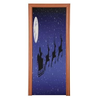 Imagem de ATTX Capa para porta da frente do Papai Noel - Decoração de férias de tecido elástico lavável para festas, casa, decoração de porta da frente, 32 x 79 polegadas (160)