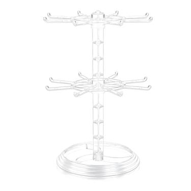 Imagem de YIJU Suporte giratório para joias, organizador de pulseiras, grande capacidade, transparente, multifuncional, porta-chaves e suporte para braceletes.