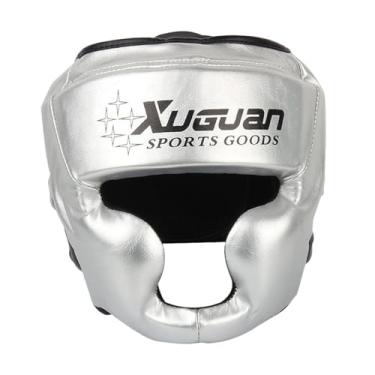 Imagem de rockible Boxing Chapare a testa e proteção da orelha engrossam a tampa da face da engrenagem da cabeça para lutar com lutas de luta de kickboxing, Prata, S