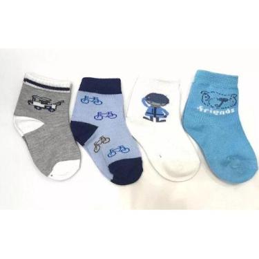 Imagem de Meia Infantil Kit Com 12 Pares Menino Até 1 Ano De Idade - oem