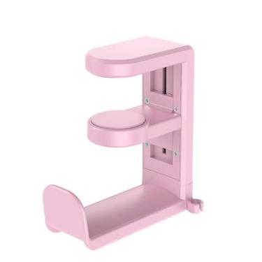 Imagem de Diydeg Suporte para Fone de Ouvido, Rotação de 360 ​​° Suporte para Fone de Ouvido Armazenamento de Cabo USB, Gancho para Fone de Ouvido Suporte para Montagem Em Fone de Ouvido para Jogos (Rosa)