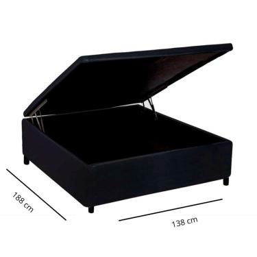 Imagem de Cama Box Baú Casal Blindado Tecido Sintético Preto 138cm