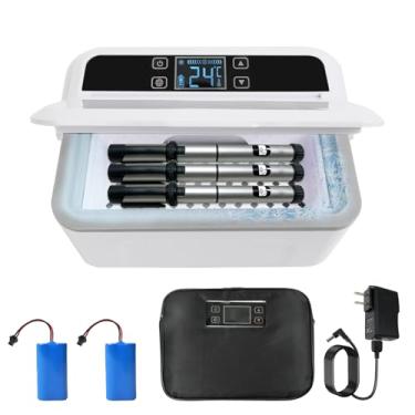 Imagem de Estojo de resfriamento portátil com forro de alumínio, caixa térmica de viagem com controle de temperatura e lembrete de energia de 2.2 °C a 17.8 °C, para casa, carro e viagens, HXJ-2