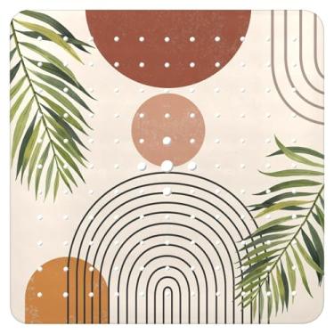 Imagem de Tapete de banheira antiderrapante, tapete de banheira quadrado boêmio, tapete de chuveiro com ventosas para adultos, crianças, idosos 53 x 53 cm