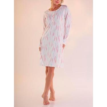 Imagem de Camisola Curta Pzama 050209 Feminina Abertura Frontal Algodão T. P/EG,