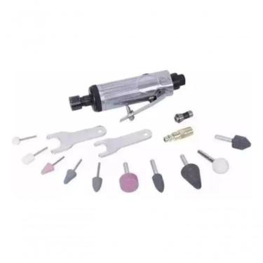 Imagem de Mini Retífica Pneumática Kit Esmeril Jogo Com Trava Ferramen