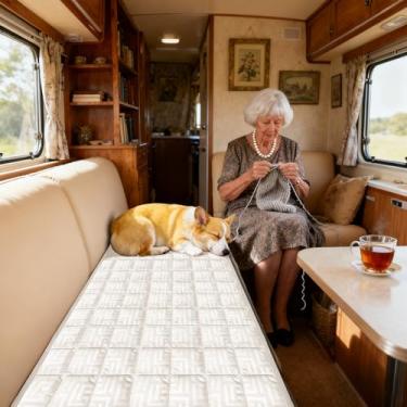 Imagem de ZYXFYY Capa de sofá acolchoada de caravana com estampa de chave grega lavável, antiderrapante, protetor macio para animais de estimação para qualquer tipo de sofá (marfim, L 150 cm x P 71 cm, 1 peça)