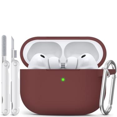 Imagem de MCTOPZO Capa para AirPods Pro 3 2025 vem com kit de limpeza, capa protetora de silicone macio para Apple AirPods Pro 3ª geração com chaveiro, capa para AirPod Pro 3 para mulheres e homens - vermelho