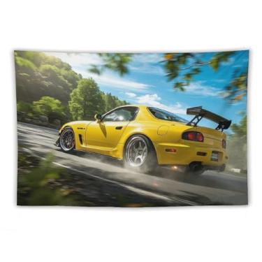 Imagem de HouLaiZhe JDM Tapeçaria de carro Drift Rx7 Jdm carro legal esportes pendurar na parede quarto decoração de casa tapeçarias estética piquenique decoração de parede arte de parede para dormitório sala