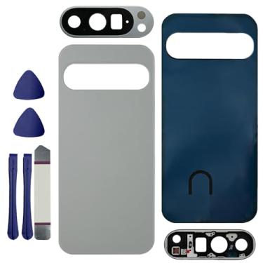 Imagem de Substituição de vidro traseira para Pixel 9 Pro para Google Pixel 9 Pro 5G Capa traseira de vidro com fita pré-instalada e lente de câmera +ferramentas (azel)