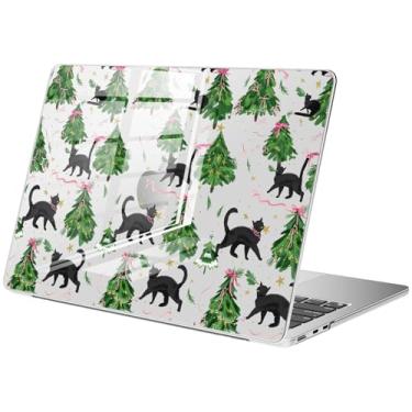 Imagem de BlHMCASE Compatível com MacBook Pro 16 polegadas 2025-2021 M4 M3 M2 M1 A3403 A3186 A2991 A2780 A2485 Pro Max, linda árvore de Natal gato arco capa protetora rígida transparente para MacBook Pro 16