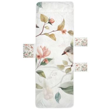 Imagem de STAYTOP Linda capa de toalha de cadeira de salão de pássaros e flores, capa macia para espreguiçadeira, capas de cadeira de praia com bolsos para jardim, pátio, pátio, banhos de sol, gramado, 215 x 76