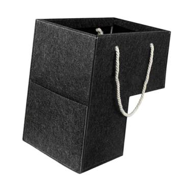 Imagem de XLWLLNJ Cesto Dobrável de Feltro para Escadas com Alças, Formato em L, Ideal para Organizar Degraus, Perfeito para Casa, Escritório, de Entrada, Sala de, Cinza Escuro, Tamanho real