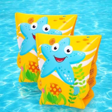 Imagem de Boia de Braço Flutuante Infantil – Natação Segura com Desenhos de Polvo e Estrela do Mar (Azul)