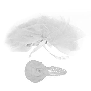 Imagem de SIWOTED Roupas para fotografia de bebê, saia, cocar, foto de recém-nascido, adereços, fantasia (água sanitária)