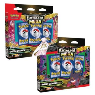 Imagem de Kit 2 Baralhos Pokémon Mega Gengar e Mega Diancie EX TCG Colecionador Cards Cartas Moeda Grande Novo