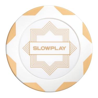 Imagem de SLOWPLAY Fichas de pôquer Nash Clay Edição Ouro Branco, composto de argila pesada de 14 gramas, fichas grandes de 40 mm a granel, pacote de ouro de 127 cm sem denominação