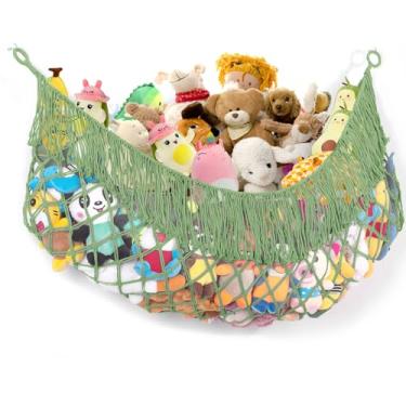 Imagem de PrimZooty Stuffed Animal Hammock - Extra Large 63'' Long, Stuffed Animal Storage, stuffed animal Holder net, Toy Hammock Large, Toy Storage Hanging Organizer - Bean paste green