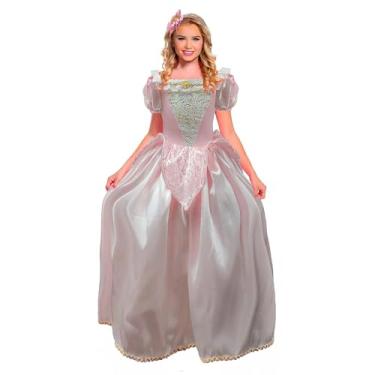 Imagem de Fantasia Princesa Aurora Bela Adormecida Adulto de Luxo C/Tiara (Rosa Claro, XGG 48-50)