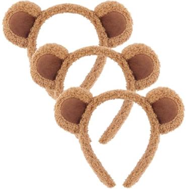 Imagem de Tihebax 3 Pcs Bear Ears Headbands for Adults, Women, Brown Bear Chipmunk Ears Headband Soft Furry Fur Animal Ear Headbands for Halloween Costume, Party, Cosplay