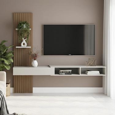Imagem de Painel Ripado Flex P/Tvs Até 70”nicho e Porta Basc – 1,60mt, 1,80mt e 2,00mt - Montagem do Painel Ambos Lados