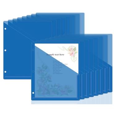 Imagem de gisgfim Pacote com 48 bolsos para fichário com 3 anéis, pastas divisórias transparentes para fichários de 3 furos, jaqueta de plástico para escritório, escola, sala de aula, negócios, casa