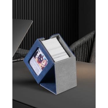 Imagem de MTG Commander Deck Box with Display Window,Card Deck Box Holds 100 Double-Sleeved（Blue&Gray）