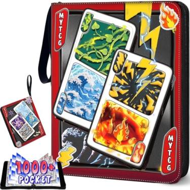 Imagem de 1008 Trading Card Binder 9 Pocket, 3-Ring Card Binder with 56 Page Removable Sleeves, High Storage Trading Card Holder Collection Card Album Carrying Organizer for MTG TCG Cards