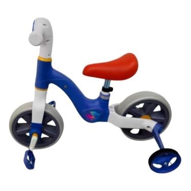 Imagem de Bicicleta Infantil de Equilíbrio 2 em 1 Azul,Rodinhas Removíveis, Leve, Segura e Ajustável, Ideal para Desenvolver Equilíbrio e Coordenação