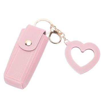 Imagem de Yosoo Estojo de Batom, Porta-chaves de Liga de Couro PU Premium Com Espelho Em Formato de Coração, para Bolsa de Viagem Feminina (PINK)