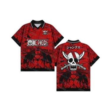 Imagem de Camiseta Polo V-neck De Impressão 3D Do Anime One Piece Luffy, Camiset