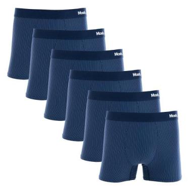 Imagem de Kit 6 Cuecas Boxer Mash Microfibra Risca de Giz 045.00, Azul escuro, G