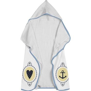 Imagem de Toalha Baby C/ Capuz Tecebem Estampada c/ Fralda Nino  Branco